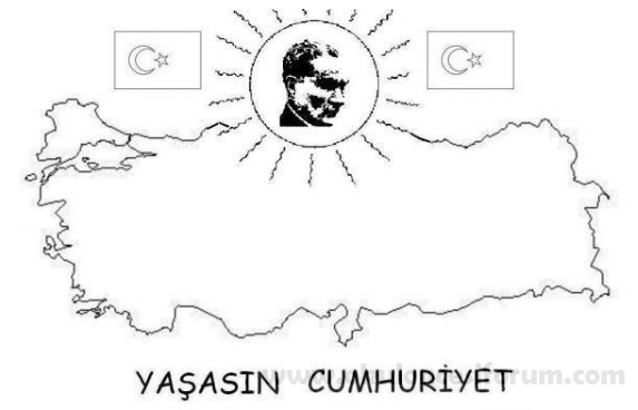 Bayrakli Turkiye Haritasi Ataturk Ve Turk Bayragi Boyama Sayfalari