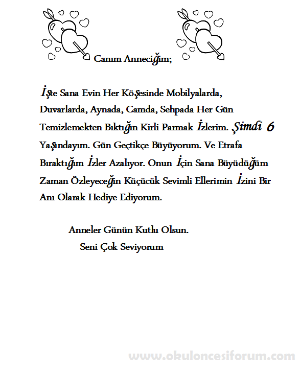 Anneme Mektup Okul ncesi Etkinlikleri