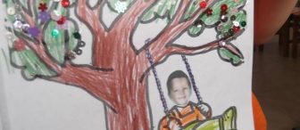 Bahar ağacında sallanan çocuklar (Kalıplı)