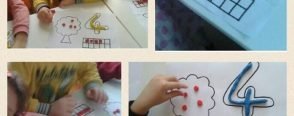 Oyun hamuru ile “4” rakamı çalışma levhası