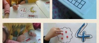 Oyun hamuru ile “4” rakamı çalışma levhası