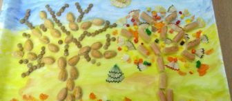 İlkbahar Ağaçları(makarna,fıstık kabuğu ile)