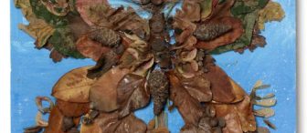 Yapraklarla harika bir kelebek