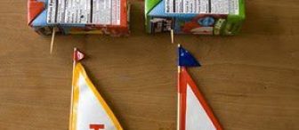 meyve suyu kutusundan gemi