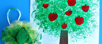 Banyo lifi baskısıyla elma ağacı